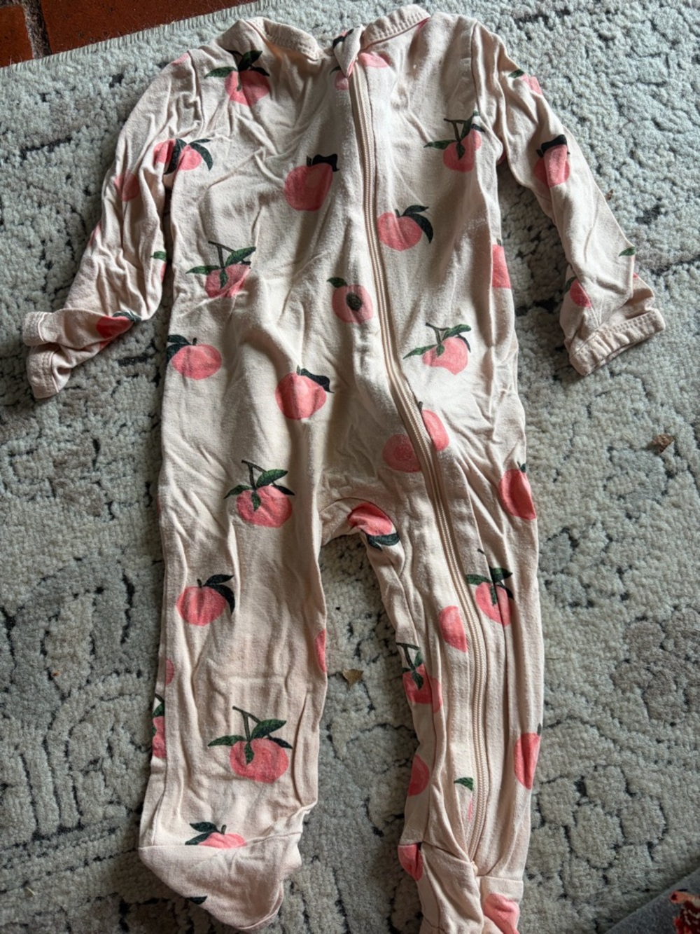 Kyte BABY Peach-Print Footed One-Piece in Light Pink